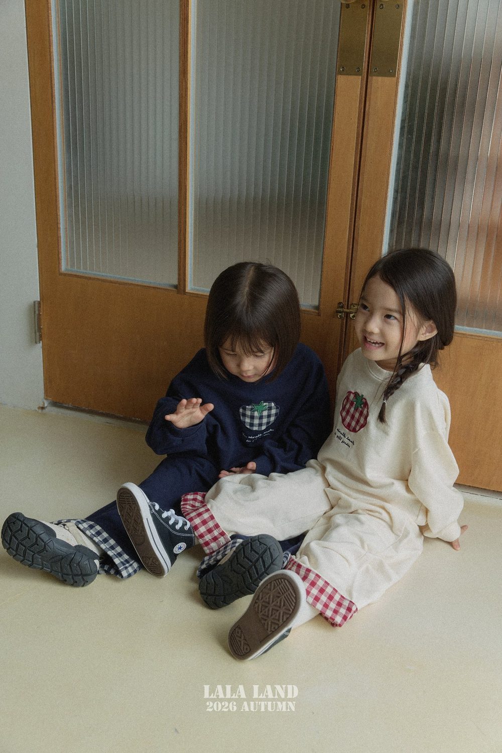체크배색바지 35