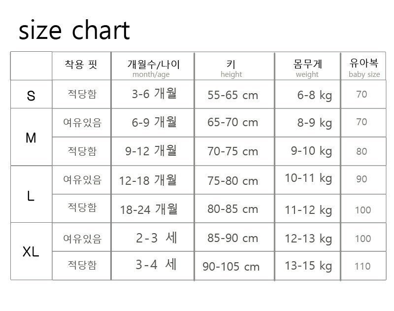 레모네이드 사이즈표 1
