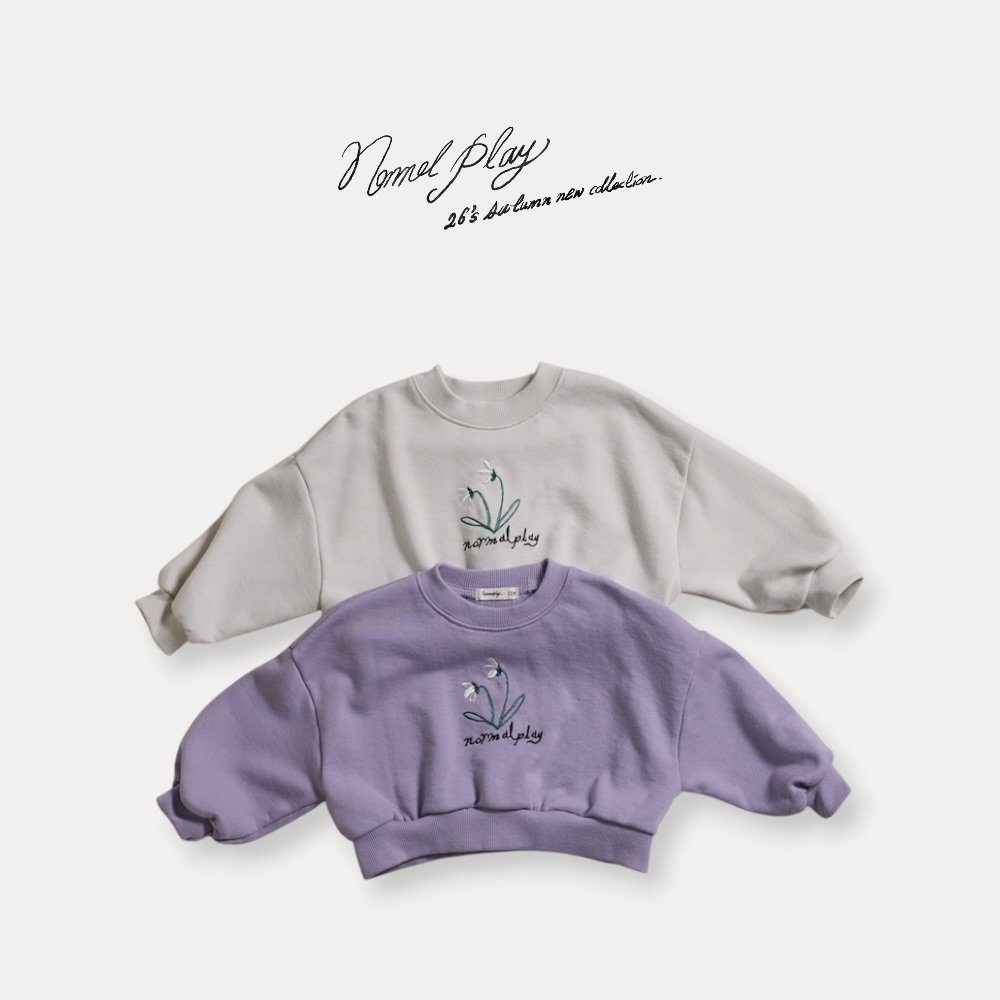 두꽃자수크롭맨투맨