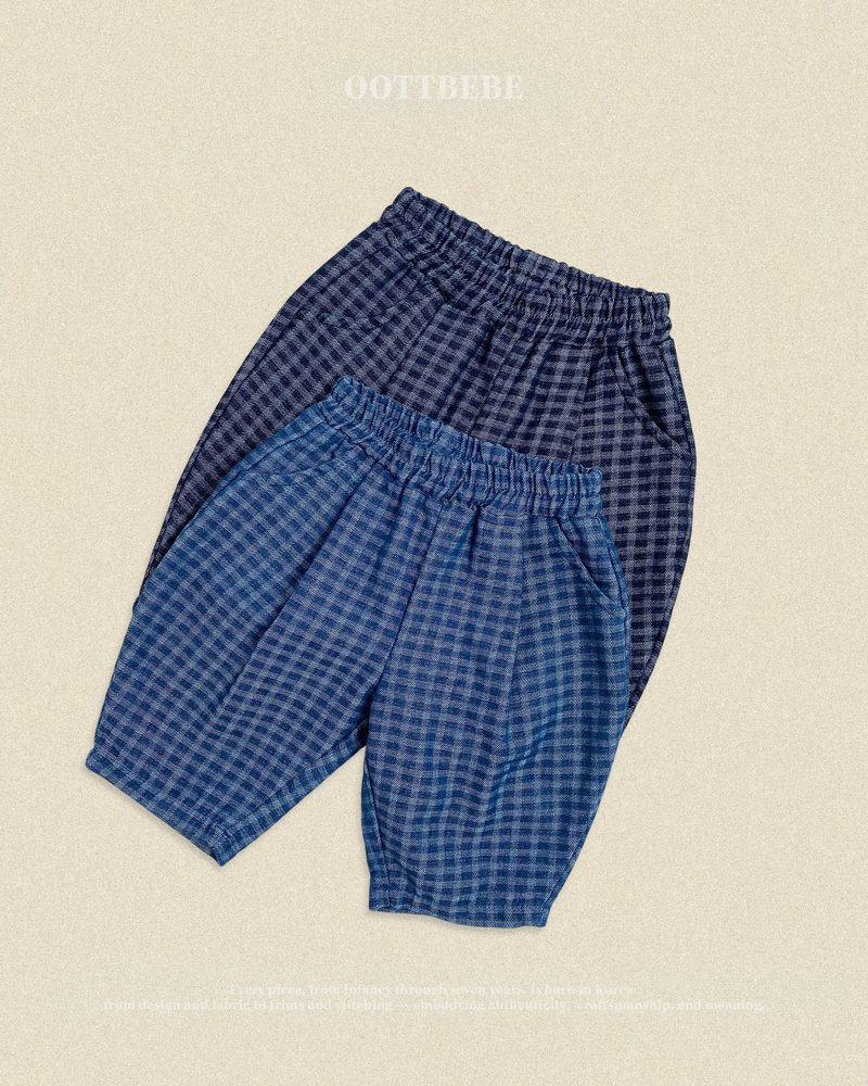 데님체크팬츠 34