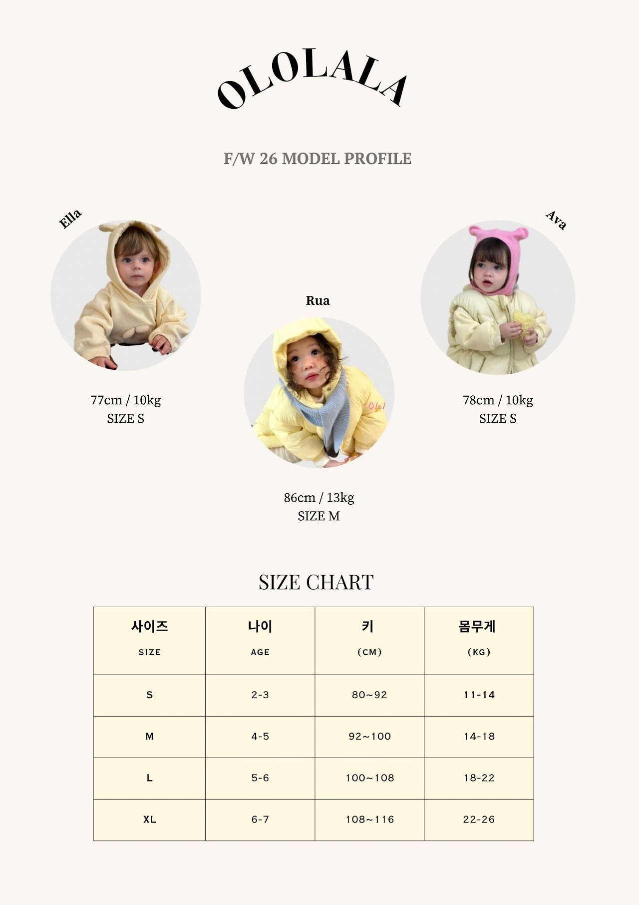 올올라라 사이즈표 1