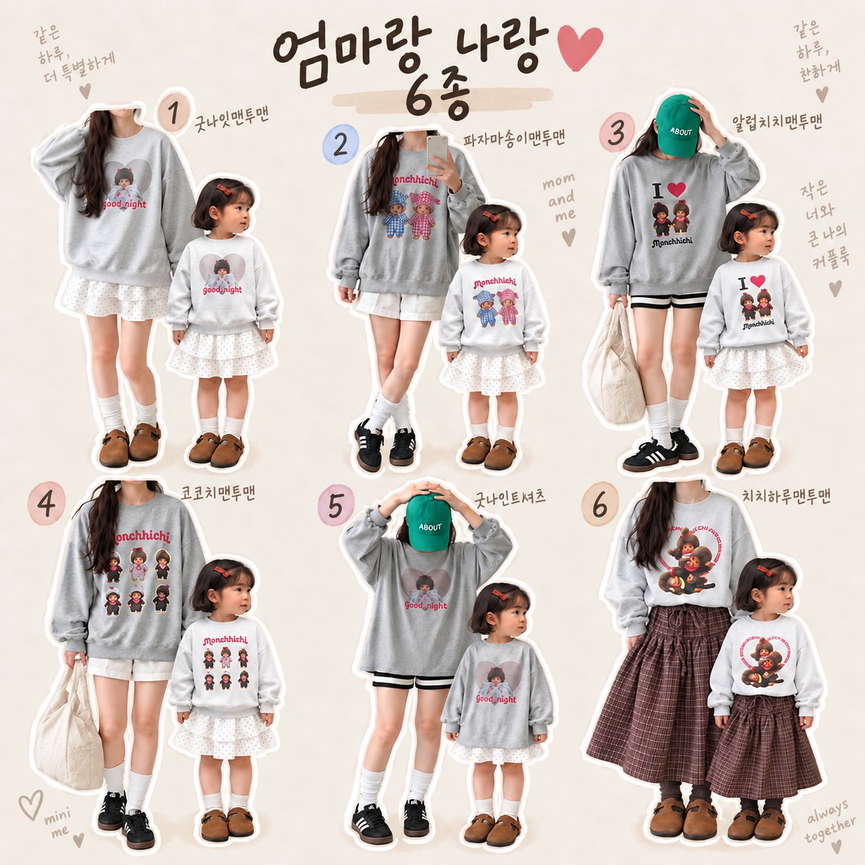 엄마랑 나랑 맨투맨 6종 (맘커플)