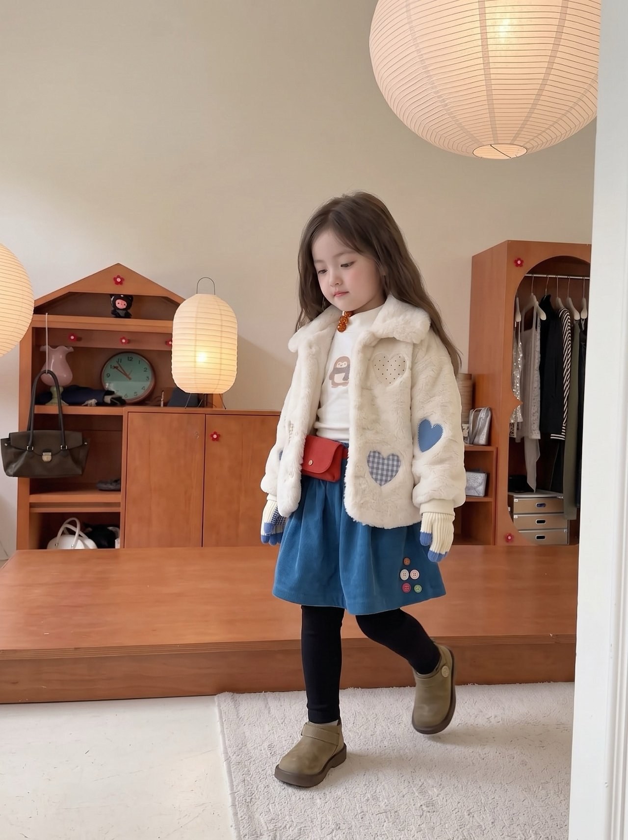 하트들자수양털코트 3