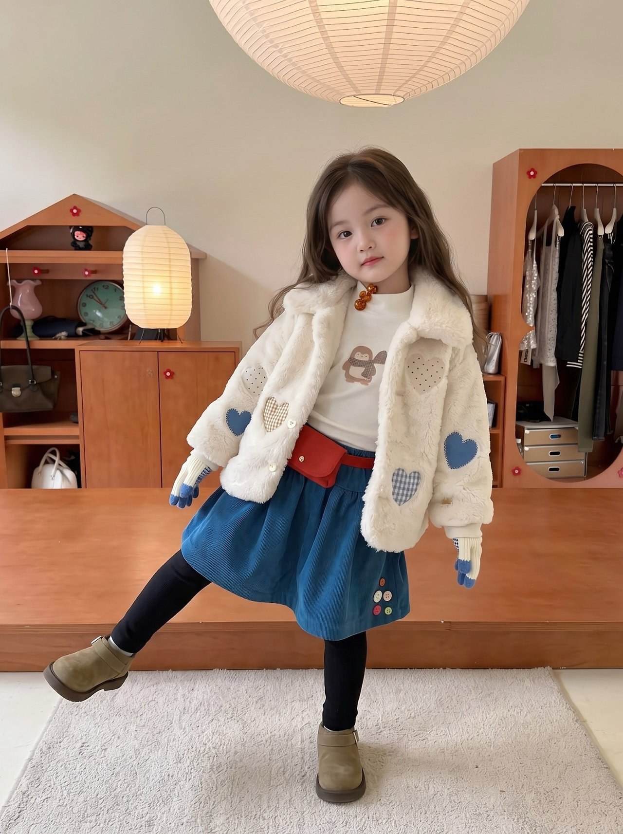 하트들자수양털코트 4